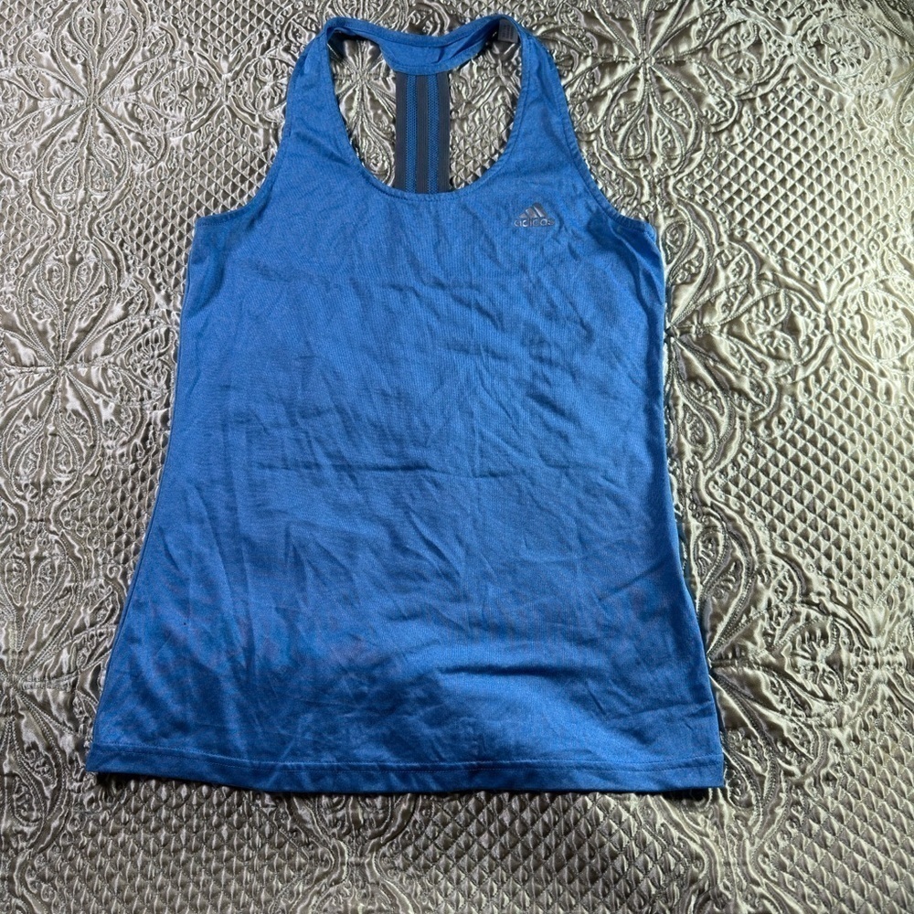 Adidas Blue Fitted Sleeveless Tank Top